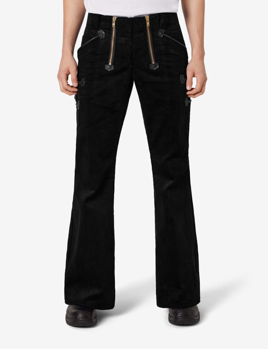 FHB GUSTAV Zunfthose Trenkercord Dreidraht m. Echtleder, schwarz, Gr. 26