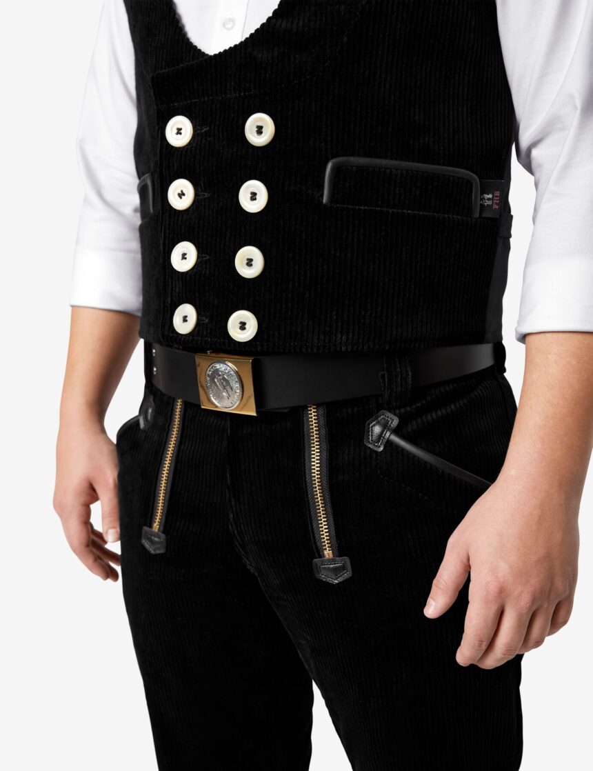 FHB MICHAEL Zunfthose Trenkercord  Dreidraht, schwarz, Gr. 26