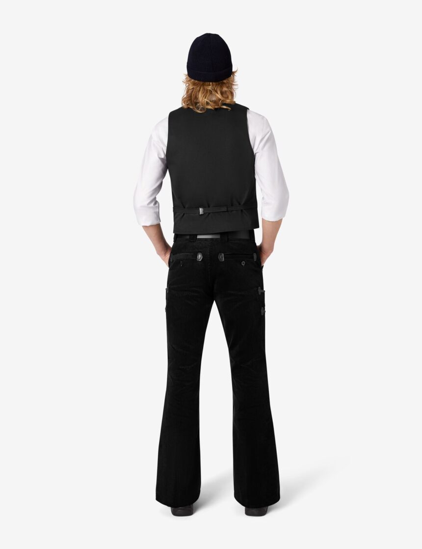 FHB GUSTAV Zunfthose Trenkercord Dreidraht m. Echtleder, schwarz, Gr. 26