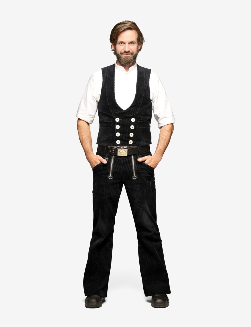 FHB FRIEDRICH Zunfthose Trenkercord, schwarz, Gr. 24