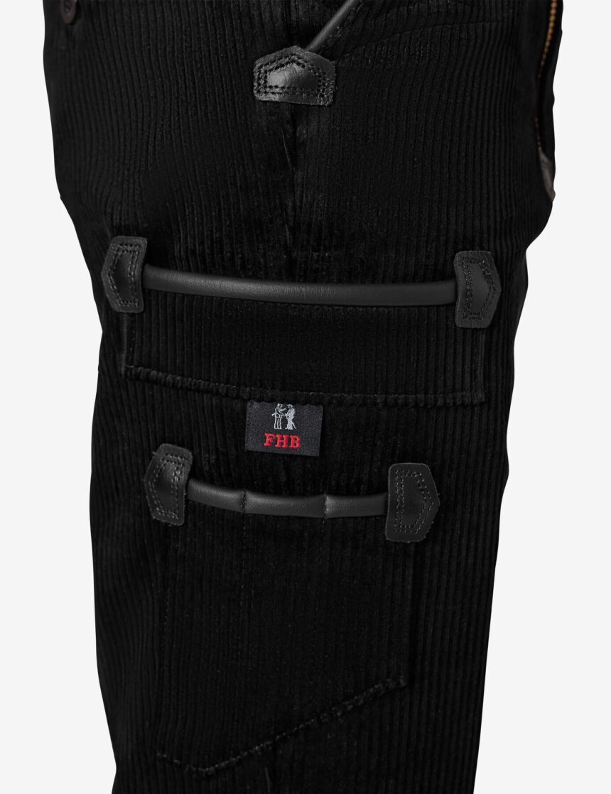 FHB GUSTAV Zunfthose Trenkercord Dreidraht m. Echtleder, schwarz, Gr. 26